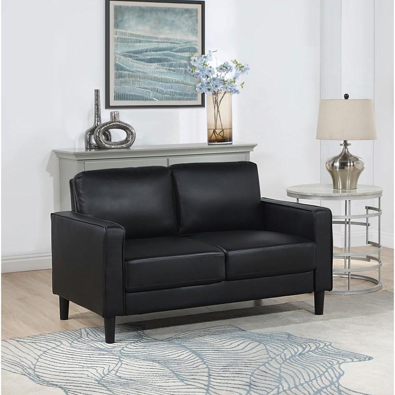 Large Picture of Coaster Furniture Ruth 508362 Upholstered Track Arm Loveseat - Black