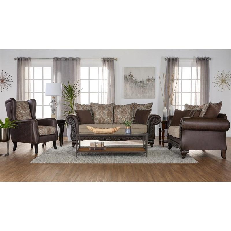 Large Picture of Coaster Furniture Elmbrook 508571 Upholstered Rolled Arm Sofa - Brown