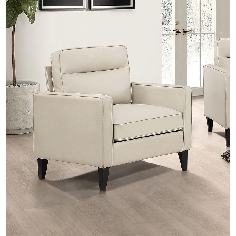 Large Picture of Coaster Furniture Jonah 509653 Upholstered Track Arm Accent Chair - Ivory