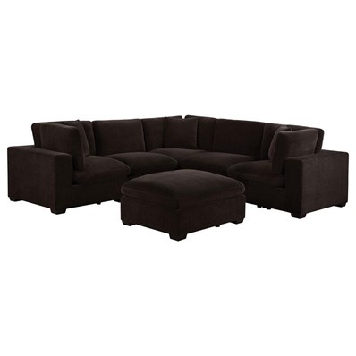 Coaster Furniture Lakeview 551464-SETA 5 pc Upholstered Modular Sectional Sofa - Dark Chocolate
