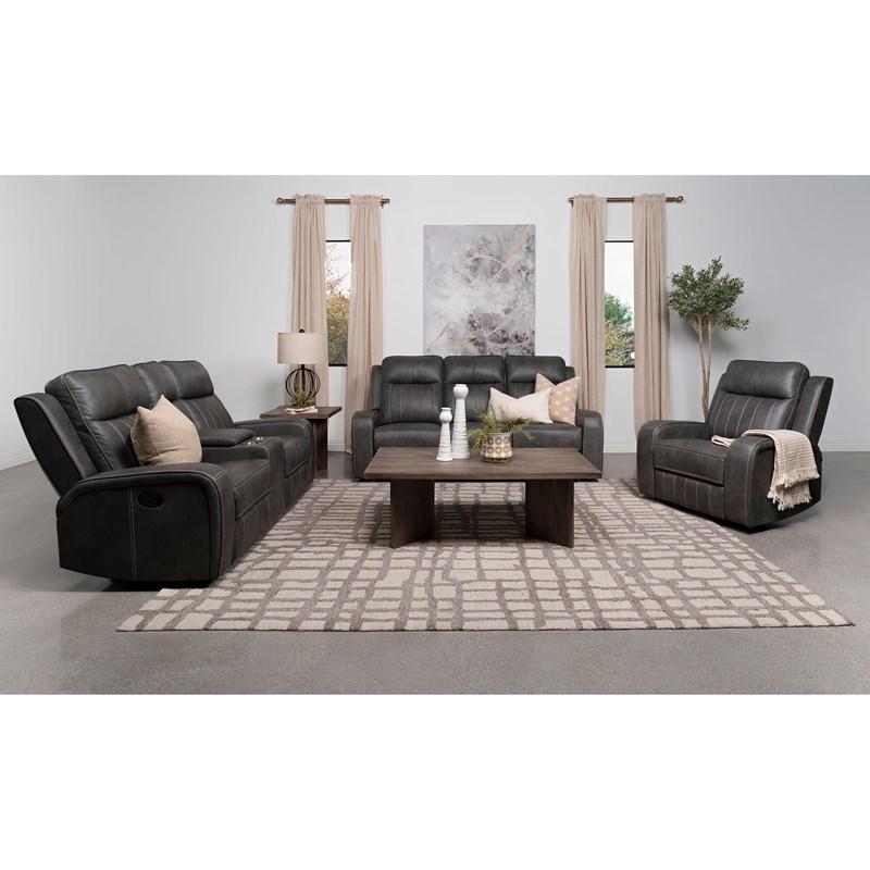 Large Picture of Coaster Furniture Raelynn 603191 Upholstered Track Arm Motion Sofa - Grey