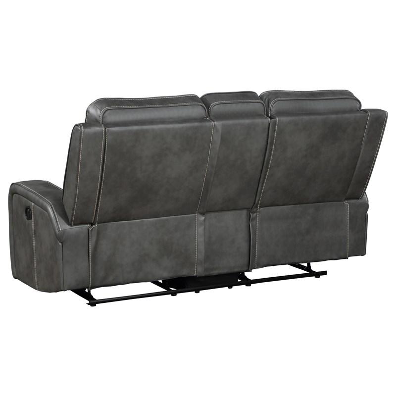 Large Picture of Coaster Furniture Raelynn 603192 Upholstered Track Arm Motion Loveseat - Grey