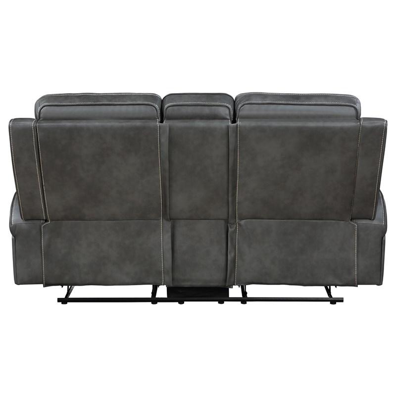 Large Picture of Coaster Furniture Raelynn 603192 Upholstered Track Arm Motion Loveseat - Grey