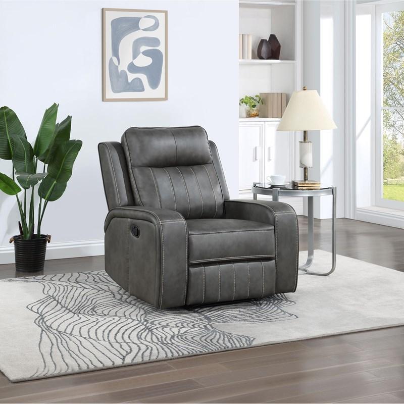 Large Picture of Coaster Furniture Raelynn 603193 Upholstered Track Arm Recliner - Grey