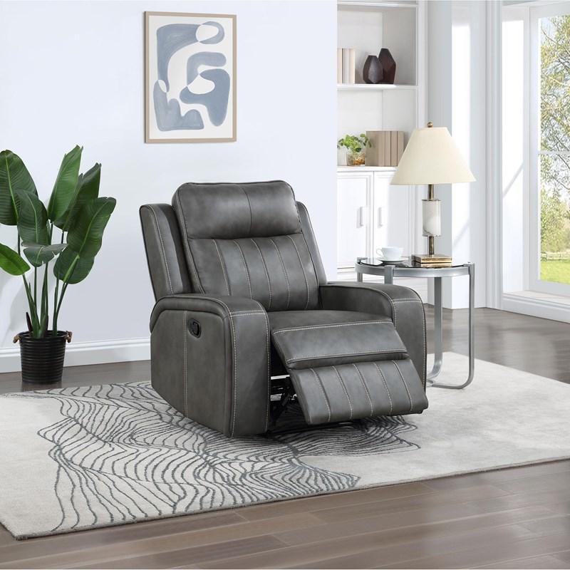 Large Picture of Coaster Furniture Raelynn 603193 Upholstered Track Arm Recliner - Grey