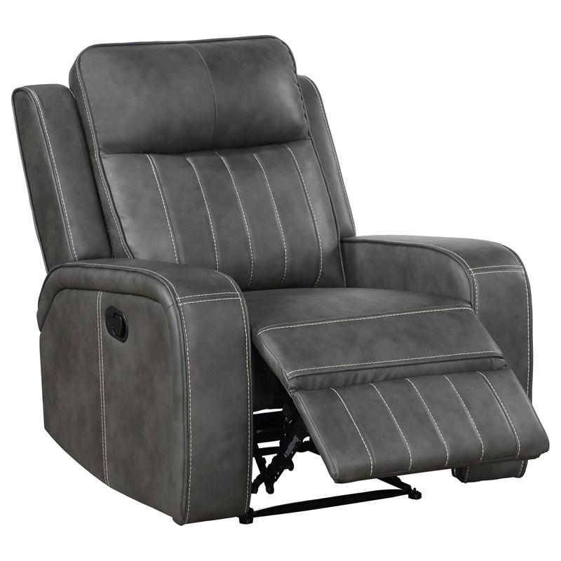 Large Picture of Coaster Furniture Raelynn 603193 Upholstered Track Arm Recliner - Grey