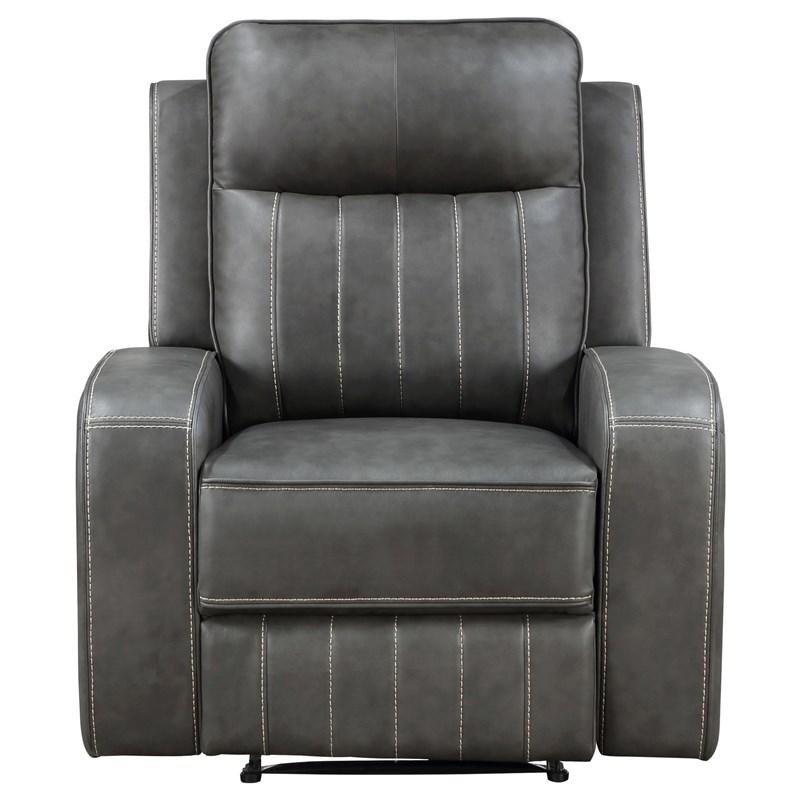 Large Picture of Coaster Furniture Raelynn 603193 Upholstered Track Arm Recliner - Grey