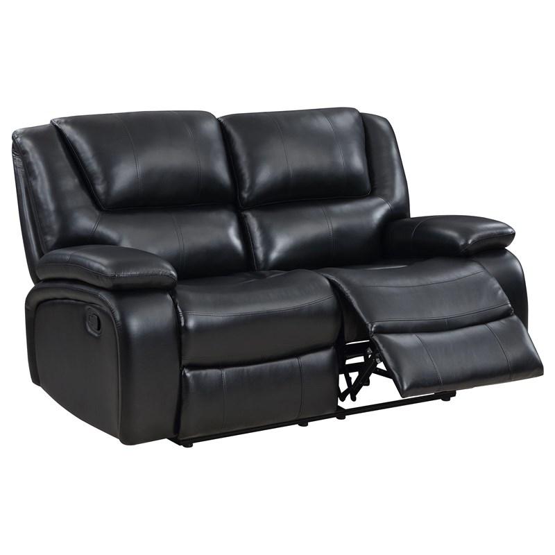 Large Picture of Coaster Furniture Camila 610245 Upholstered Motion Reclining Loveseat - Black