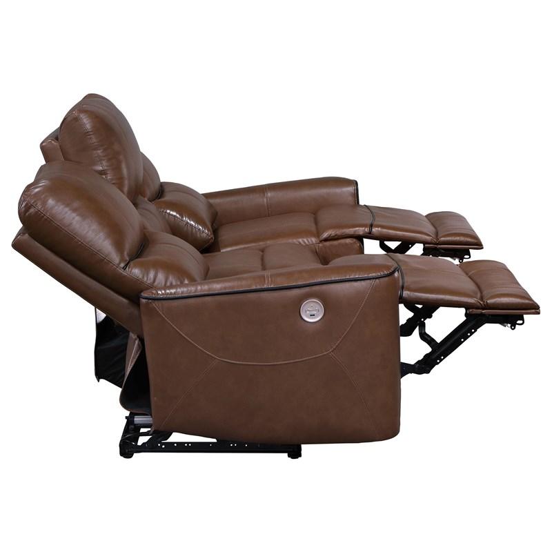 Large Picture of Coaster Furniture Greenfield 610264P Upholstered Power Reclining Sofa - Saddle Brown