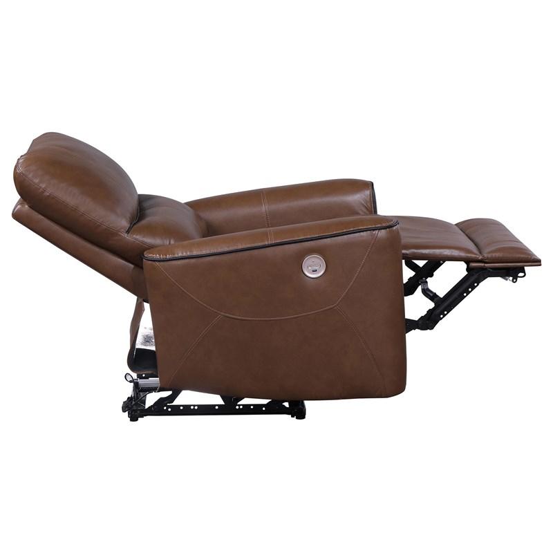 Large Picture of Coaster Furniture Greenfield 610266P Upholstered Power Recliner Chair - Saddle Brown