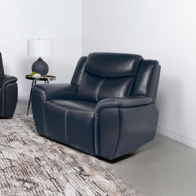 Large Picture of Coaster Furniture Sloane 610273 Upholstered Padded Arm Recliner Chair - Blue