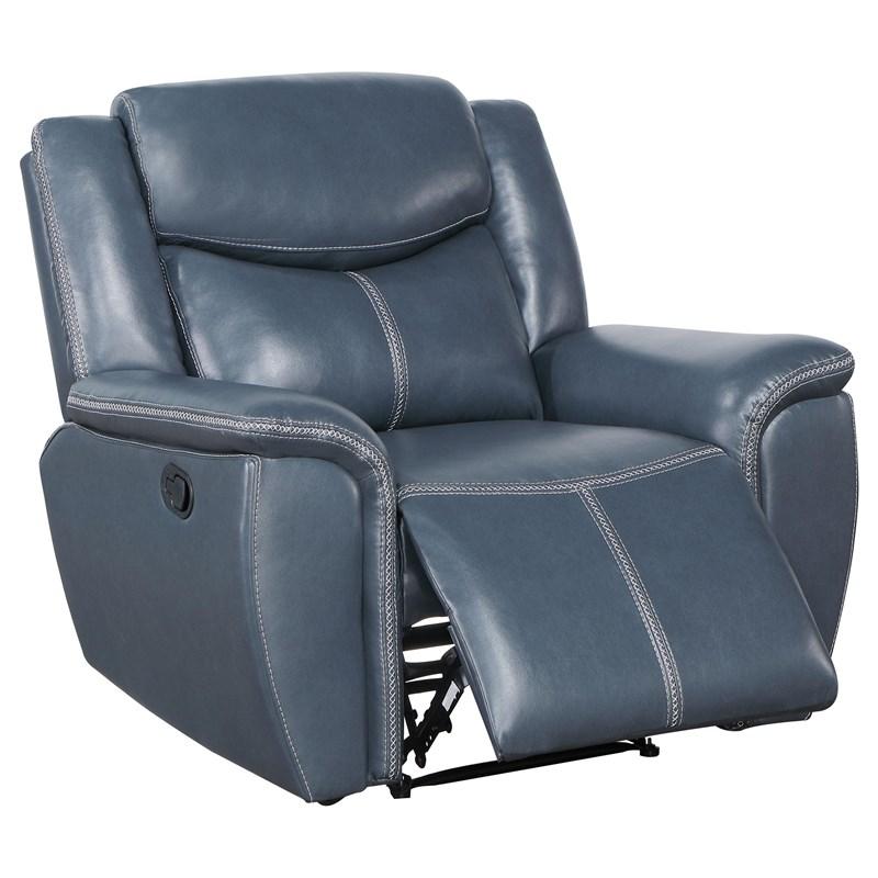 Large Picture of Coaster Furniture Sloane 610273 Upholstered Padded Arm Recliner Chair - Blue