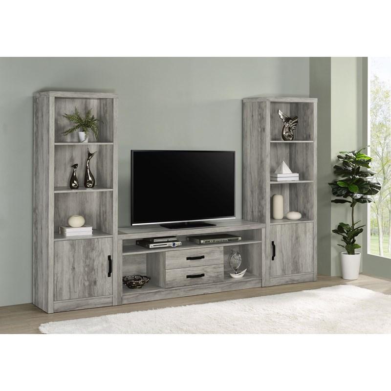 Large Picture of Coaster Furniture Burke 701024-SET 3-Piece Entertainment Center - Grey Driftwood