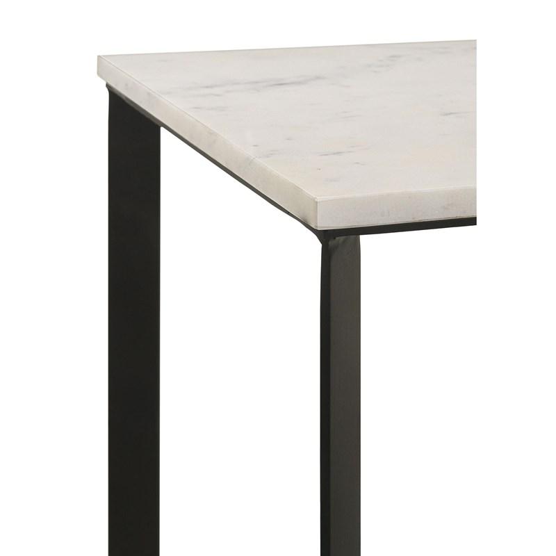 Large Picture of Coaster Furniture Tobin 707697 Square Marble Top End Table - White and Black