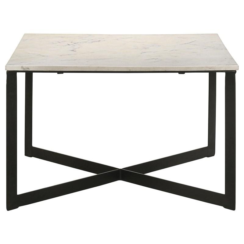 Large Picture of Coaster Furniture Tobin 707698 Square Marble Top Coffee Table - White and Black
