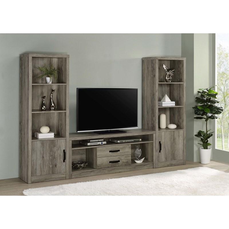 Large Picture of Coaster Furniture Burke 707726 3-shelf Engineered Wood Media Tower - Grey Driftwood