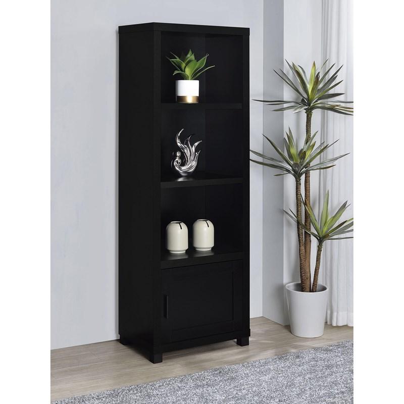 Large Picture of Coaster Furniture Jupiter 707756 3-shelf Engineered Wood Media Tower - Black