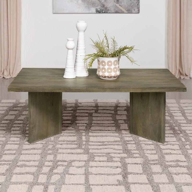 Large Picture of Coaster Furniture Andando 708498 Rectangular Solid Wood Coffee Table - Mango Brown