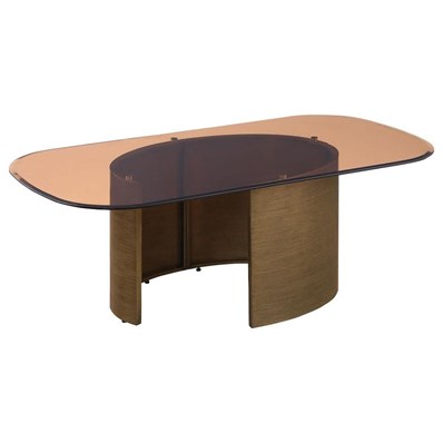 Coaster Furniture Morena 721598 Rectangular Tawny Glass Coffee Table - Brushed Bronze