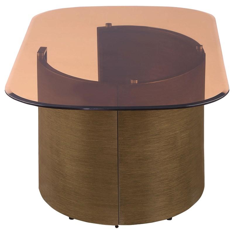 Large Picture of Coaster Furniture Morena 721598 Rectangular Tawny Glass Coffee Table - Brushed Bronze