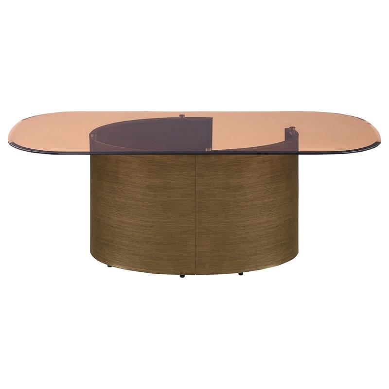 Large Picture of Coaster Furniture Morena 721598 Rectangular Tawny Glass Coffee Table - Brushed Bronze