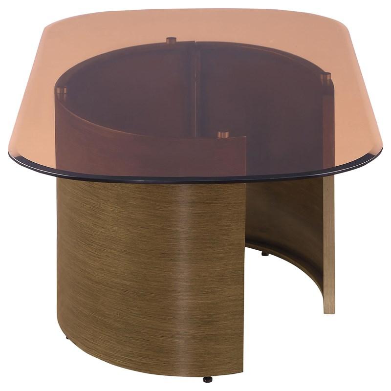 Large Picture of Coaster Furniture Morena 721598 Rectangular Tawny Glass Coffee Table - Brushed Bronze