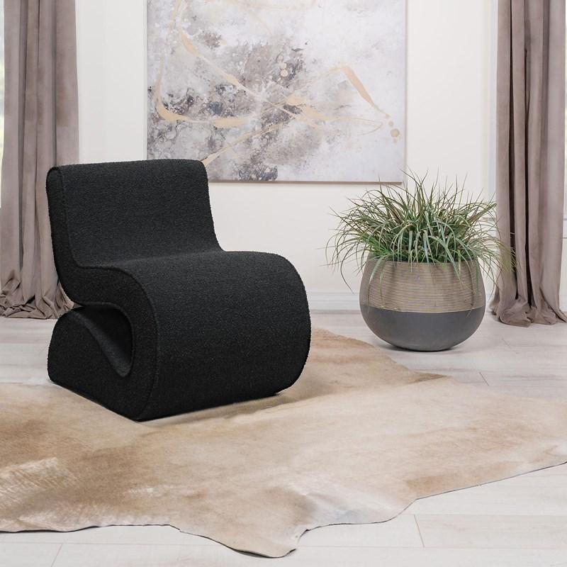 Large Picture of Coaster Furniture Ronea 903155 Boucle Upholstered Armless Curved Chair - Charcoal