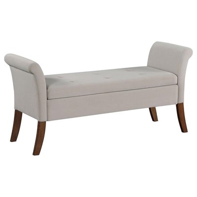 Coaster Furniture Farrah 910238 Velvet Upholstered Rolled Arm Storage Bench - Beige