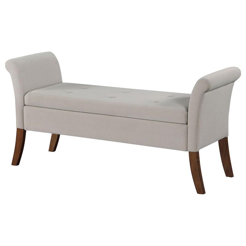 Large Picture of Coaster Furniture Farrah 910238 Velvet Upholstered Rolled Arm Storage Bench - Beige