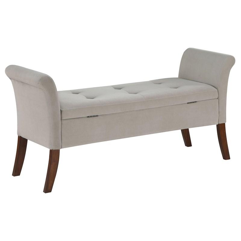 Large Picture of Coaster Furniture Farrah 910238 Velvet Upholstered Rolled Arm Storage Bench - Beige