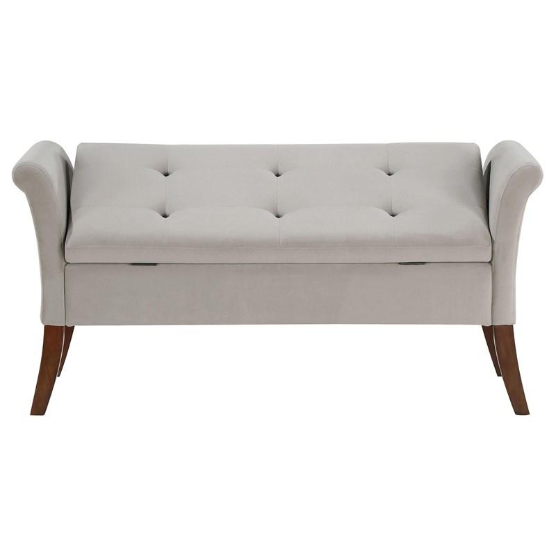 Large Picture of Coaster Furniture Farrah 910238 Velvet Upholstered Rolled Arm Storage Bench - Beige