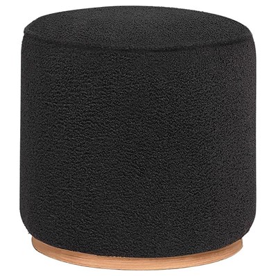 Coaster Furniture Zena 910301 Faux Sheepskin Upholstered Round Ottoman - Black
