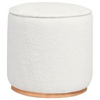 Coaster Furniture Zena 910303 Faux Sheepskin Upholstered Round Ottoman - Ivory