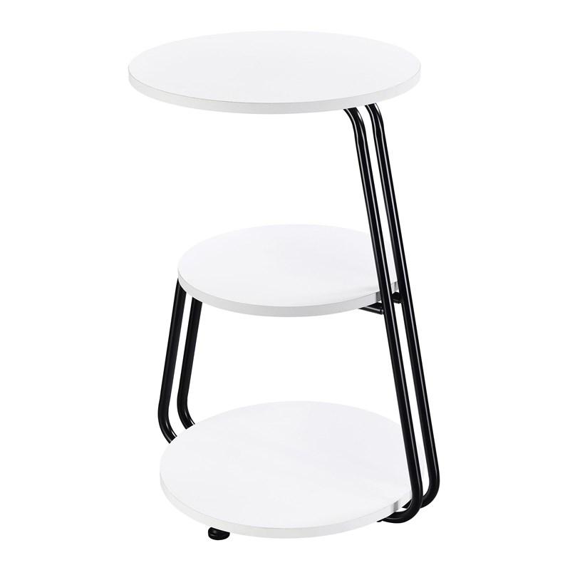 Large Picture of Coaster Furniture Hilly 930071 3-tier Round Accent Side Table - White and Black