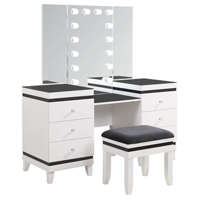 Coaster Furniture Talei 930244 6-Drawer Vanity Set with Lighting - Black and White