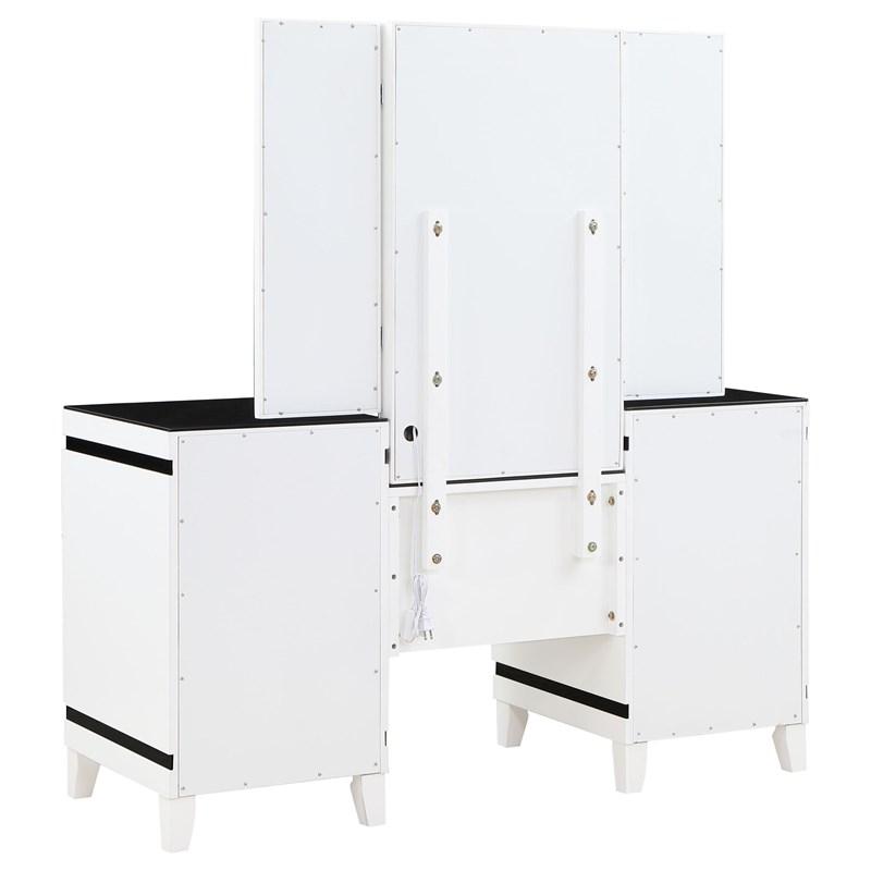 Large Picture of Coaster Furniture Talei 930244 6-Drawer Vanity Set with Lighting - Black and White