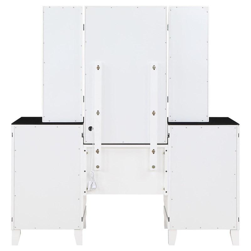 Large Picture of Coaster Furniture Talei 930244 6-Drawer Vanity Set with Lighting - Black and White