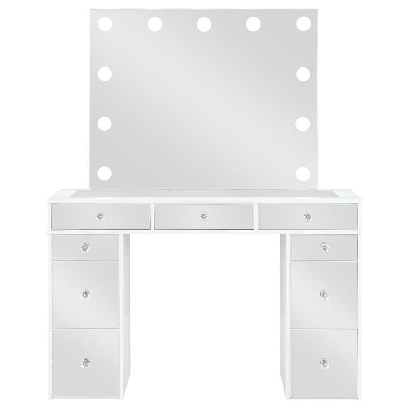 Large Picture of Coaster Furniture Regina 930245 Makeup Vanity Table Set with Lighting - White