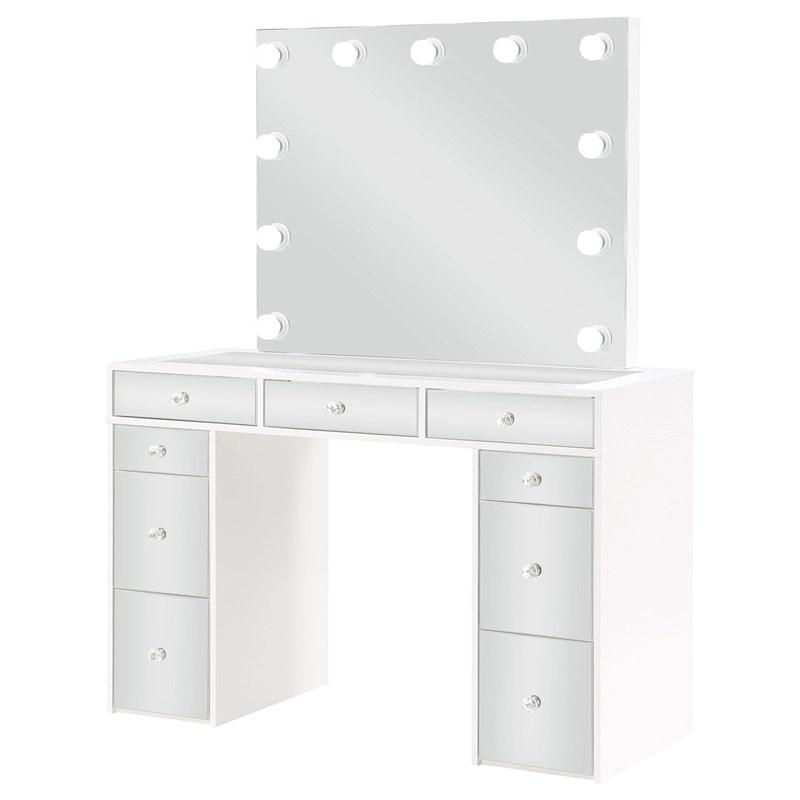 Large Picture of Coaster Furniture Regina 930245 Makeup Vanity Table Set with Lighting - White