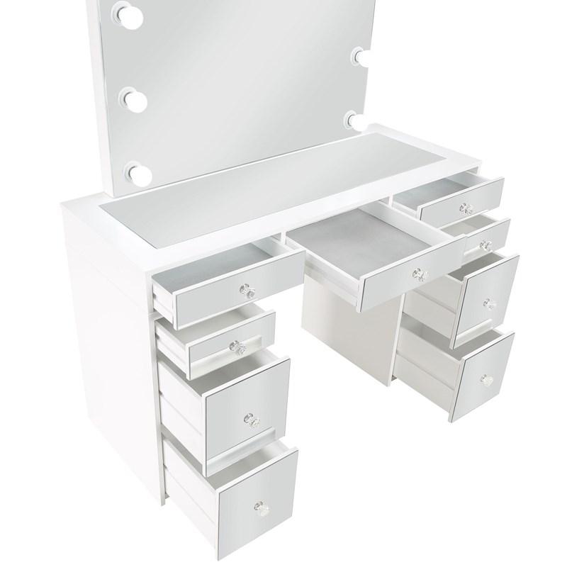 Large Picture of Coaster Furniture Regina 930245 Makeup Vanity Table Set with Lighting - White