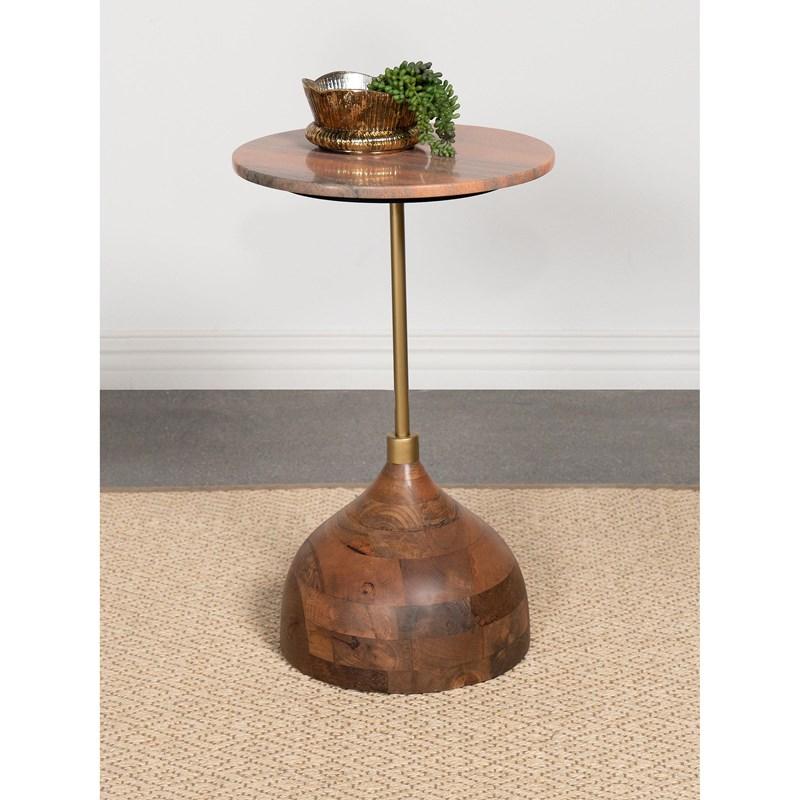 Large Picture of Coaster Furniture Colima 930249 Round Wood Top Accent Side Table - Peach