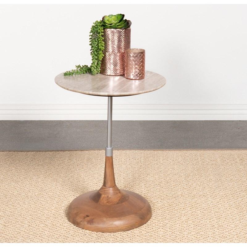 Large Picture of Coaster Furniture Alicia 930252 Round Marble Top Side Table - Antique White