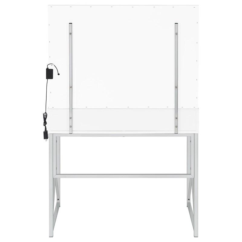 Large Picture of Coaster Furniture Eliza 936164 Vanity Set with Lighting & Stool - White and Chrome