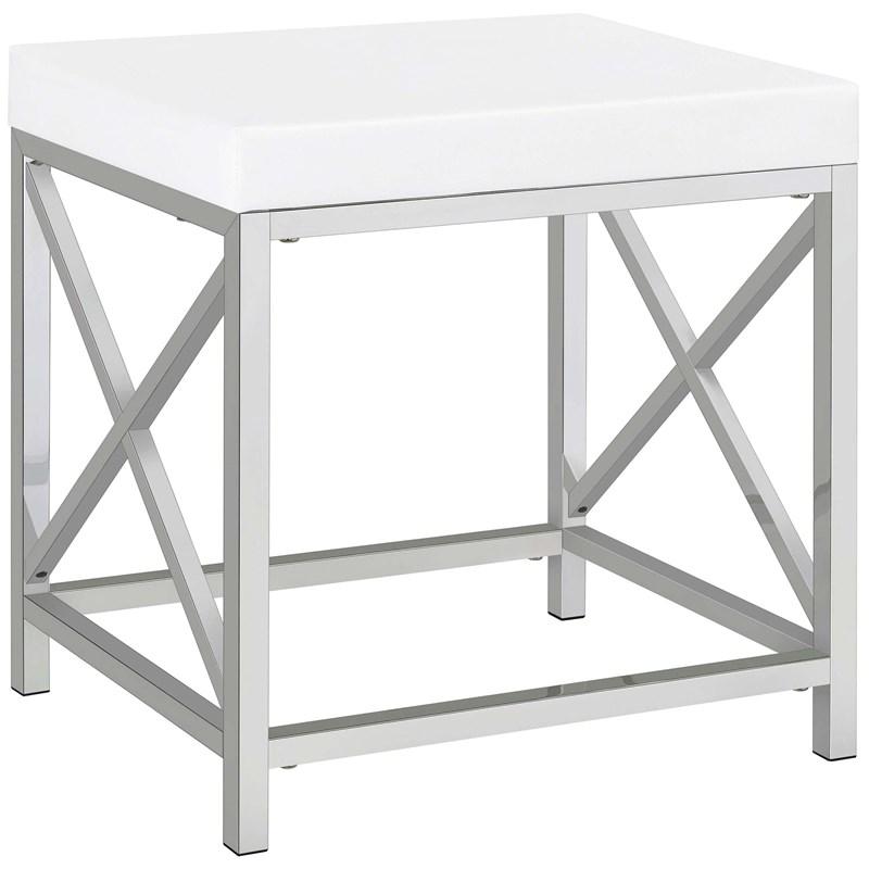 Large Picture of Coaster Furniture Eliza 936164 Vanity Set with Lighting & Stool - White and Chrome