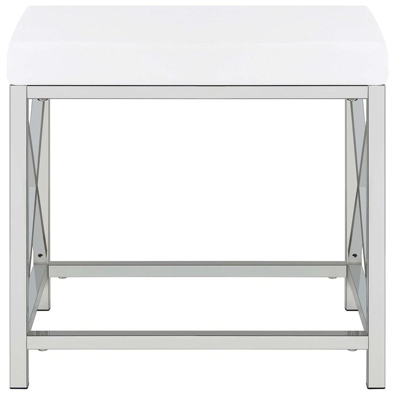 Large Picture of Coaster Furniture Eliza 936164 Vanity Set with Lighting & Stool - White and Chrome