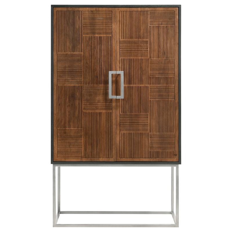 Large Picture of Coaster Furniture Borman 950318 2-door Home Bar Cabinet Wine Storage - Walnut and Black