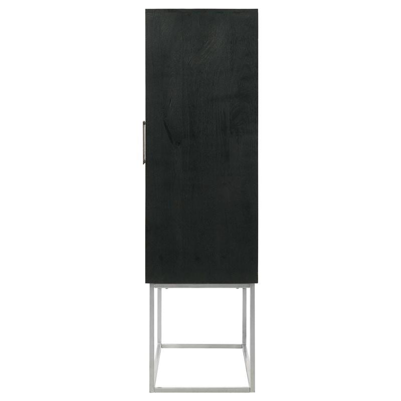 Large Picture of Coaster Furniture Borman 950318 2-door Home Bar Cabinet Wine Storage - Walnut and Black
