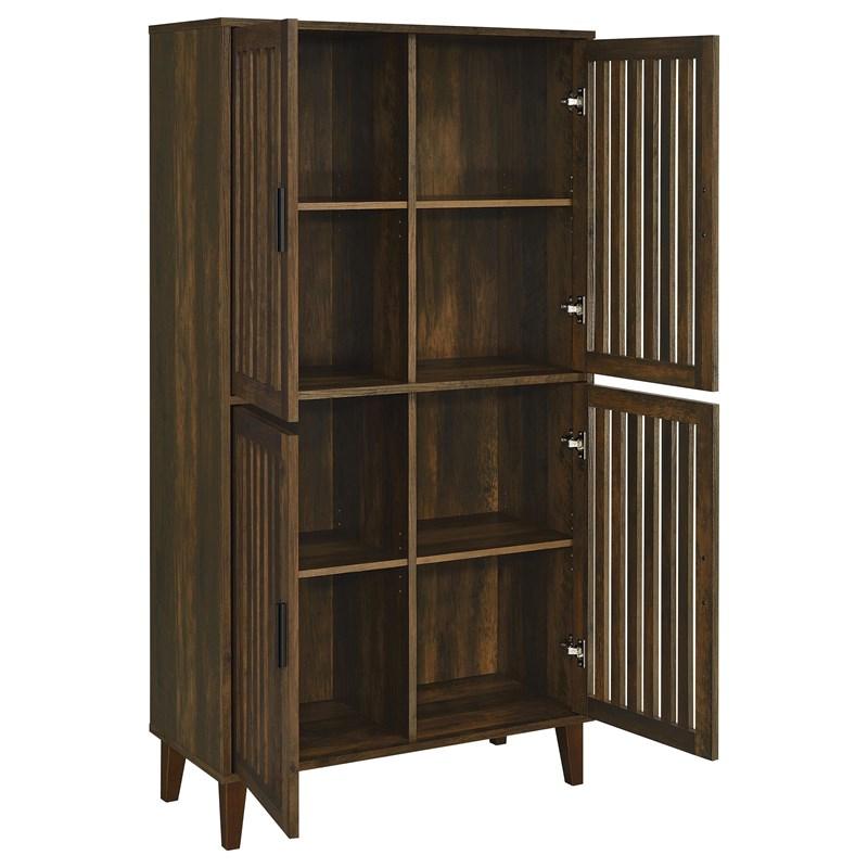 Large Picture of Coaster Furniture Elouise 950335 4-door Engineered Wood Tall Accent Cabinet - Dark Pine