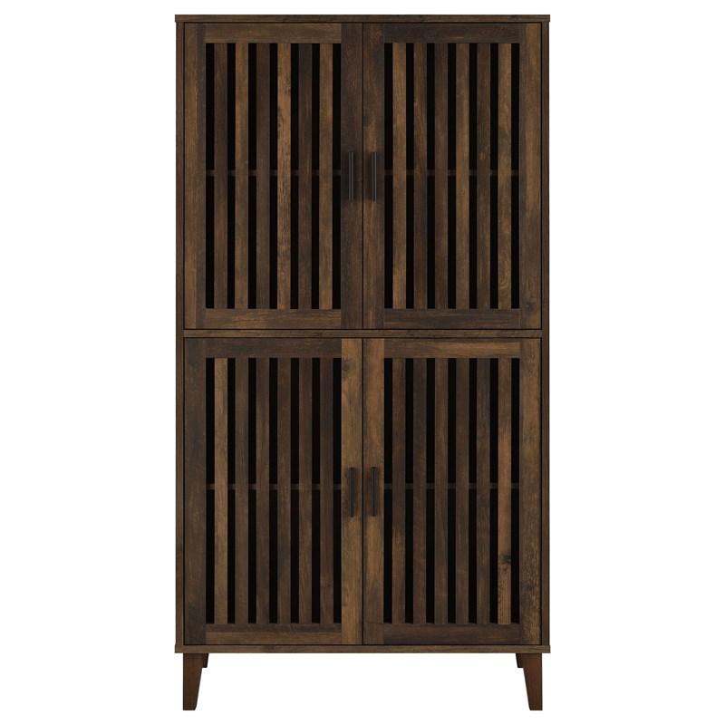 Large Picture of Coaster Furniture Elouise 950335 4-door Engineered Wood Tall Accent Cabinet - Dark Pine