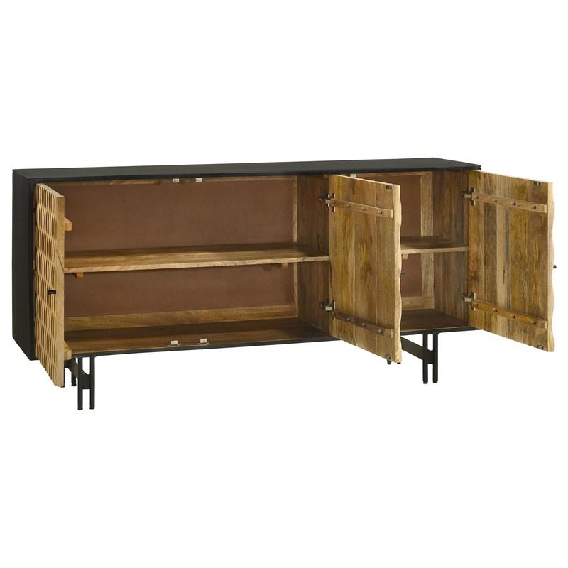 Large Picture of Coaster Furniture Aminah 950383 3-door Wood Accent Cabinet - Natural and Black